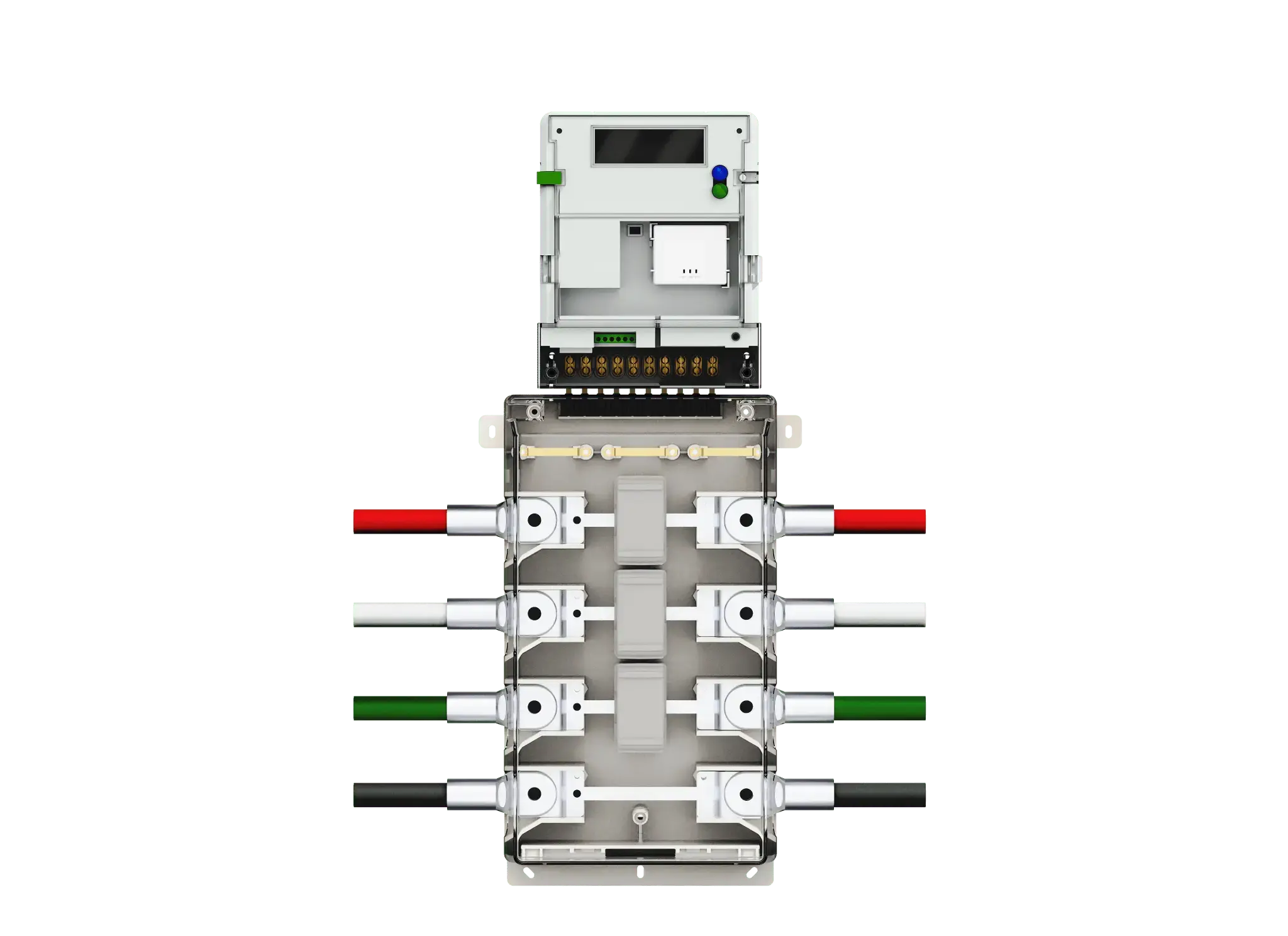 AMIGO 3상 전력량계(energy meter) + CT BOX Solid-Core 설치 예시 – terminal block connection, 3-phase CT wiring diagram